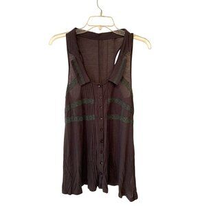 MM Couture Miss Me Womens Size Small Collar Tank Top Shirt Button Up Embellished